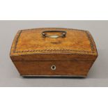 A 19th century Continental burrwood box with steel facet stud decoration. 17 cm wide.