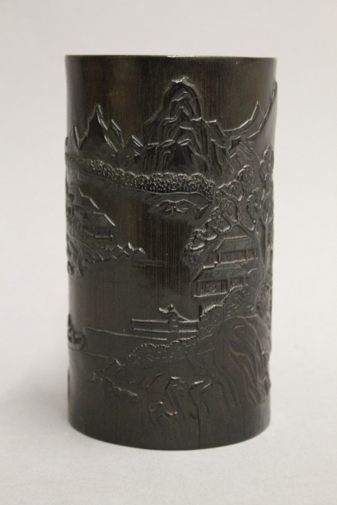 A late 18th/early 19th century Chinese bamboo brush pot, - Image 2 of 4