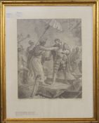 F GERARD, The King of Melinde Visits Vasco Da Gama, print, framed and glazed. 31 x 40 cm.