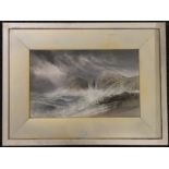 G L HALL, Crashing Waves, watercolour, signed, framed and glazed. 46 x 29 cm.