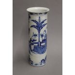 A 19th century Chinese blue and white porcelain sleeve vase, the underside with four character mark.