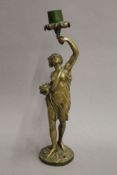 A bronze candlestick formed as a classical lady (adapted for electricity). 38 cm high.