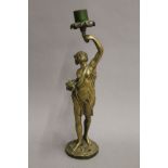 A bronze candlestick formed as a classical lady (adapted for electricity). 38 cm high.