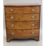 A 19th century mahogany bow front chest of drawers. 93 cm wide.