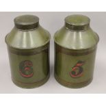 A pair of Victorian toleware tea tins. Each 35 cm high.