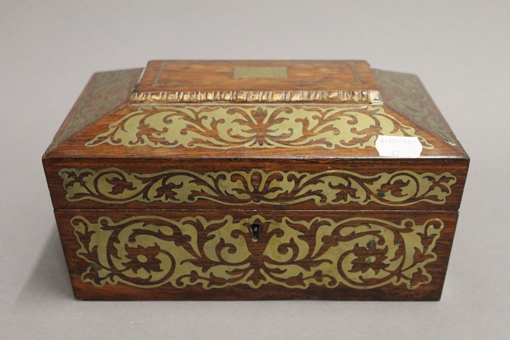 A Regency brass inlaid box. 23.5 cm wide.