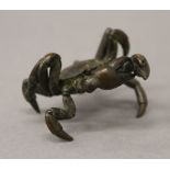 A bronze model of a crab. 5.5 cm wide.