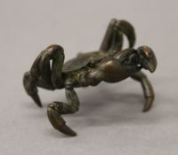 A bronze model of a crab. 5.5 cm wide.