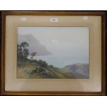 FREDERICK J WIDGERY (1861-1942) British, Coastal Cove, gouache, framed and glazed. 36 x 26 cm.