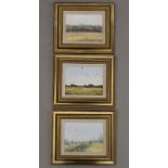 T LUKKIEN, three small oils on panel, Pheasants, Pigeons and Deer, each framed. 20 x 15 cm.