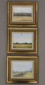 T LUKKIEN, three small oils on panel, Pheasants, Pigeons and Deer, each framed. 20 x 15 cm.