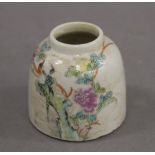 A small Chinese porcelain brush pot. 6 cm high.