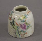 A small Chinese porcelain brush pot. 6 cm high.