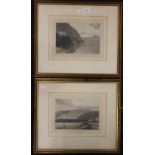 Two 19th century prints, Views Near Fishguard, framed and glazed. 31.5 x 23.5 cm.