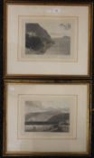Two 19th century prints, Views Near Fishguard, framed and glazed. 31.5 x 23.5 cm.