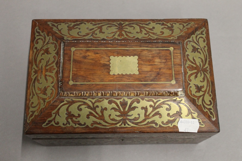 A Regency brass inlaid box. 23.5 cm wide. - Image 7 of 7