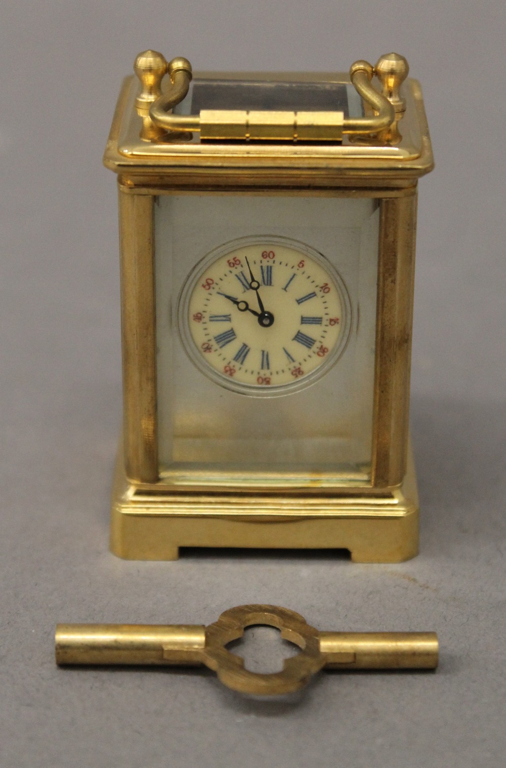 A miniature carriage clock with porcelain panels. 7.5 cm high. - Image 8 of 9