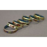 Seven cloisonne rings