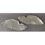 A pair of silvered angel wings. 70 cm wide.