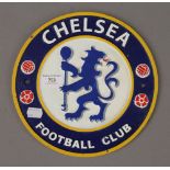 A Chelsea Football Club sign. 24 cm diameter.