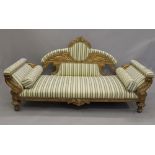 A 19th century upholstered gilt wood settee. 208 cm long.