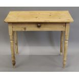 A Victorian pine side table. 82 cm wide.