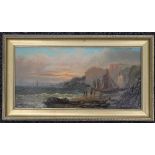 EDWIN HAYES R.I (1819-1904), Coastal Scene, oil on canvas, framed. 39 x 19 cm.