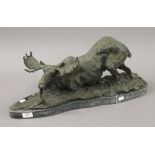 A bronze model of a moose. 58 cm long.