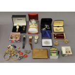 A quantity of costume jewellery and watches