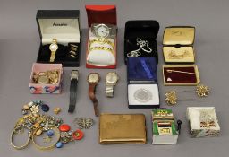 A quantity of costume jewellery and watches