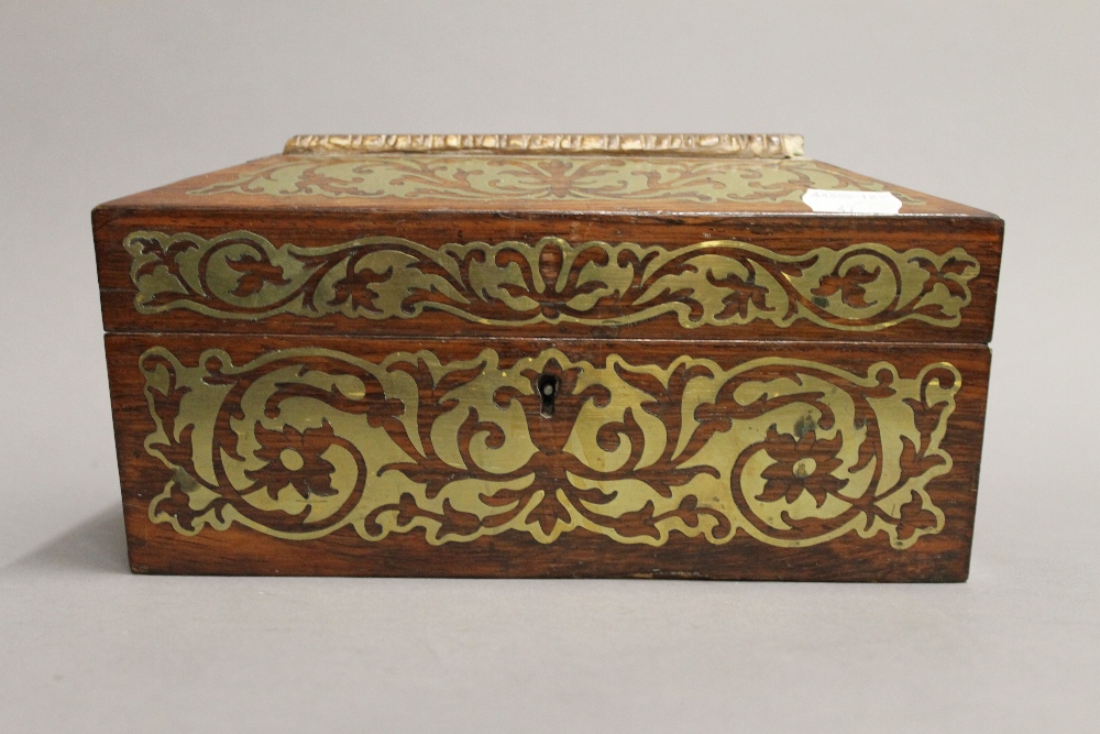 A Regency brass inlaid box. 23.5 cm wide. - Image 2 of 7
