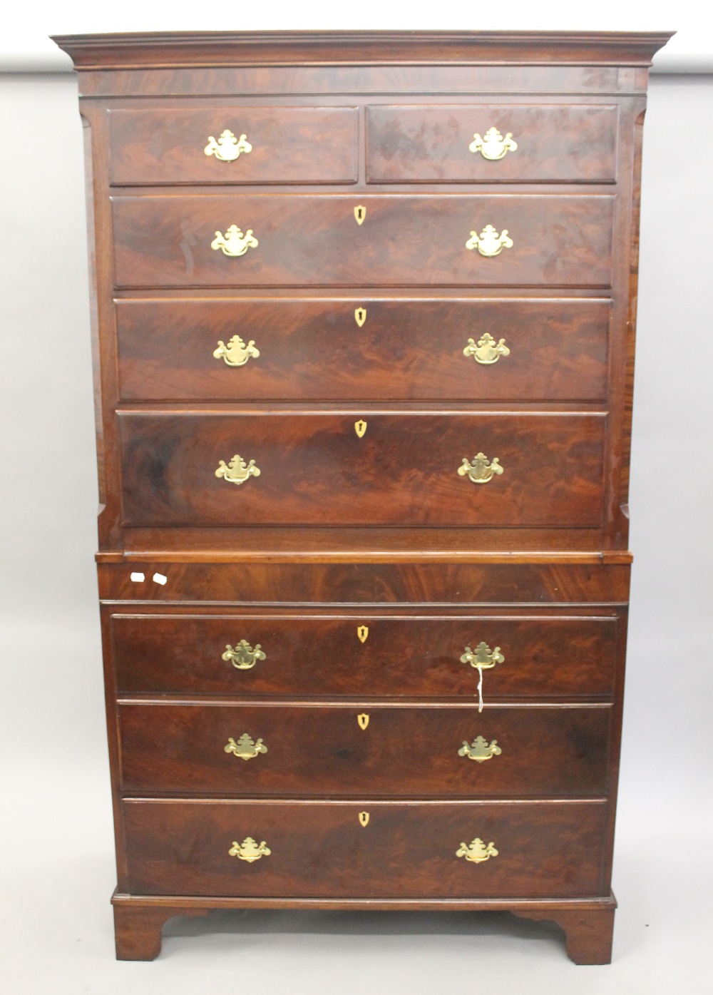 WITHDRAWN A 19th century mahogany chest on chest. 191 cm high x 115.5 cm wide. - Image 2 of 5