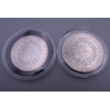 Two French cased silver coins