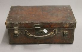 A leather bound Victorian cartridge case. 40 cm wide.