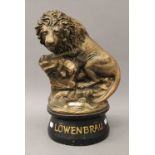 A large Lowenbrau Lion advertising model. 43.5 cm high.