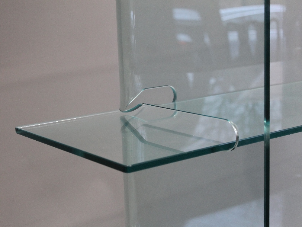 A modern glass bookcase and a modern television stand. The former 155 cm high x 120 cm wide. - Image 3 of 3
