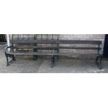 A Victorian cast iron railway platform bench, stamped 'GW'. 300 cm long.