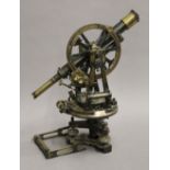 A Victorian Carey brass theodolite. 43 cm high.