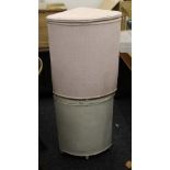 Two Lloyd Loom type laundry baskets. The largest 58 cm high.