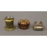 A Victorian 'Go To Bed' cylindrical match strike depicting Canterbury Cathedral on the lid,