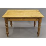 A Victorian pine kitchen table. 120 cm long, 81 cm wide, 74 cm high.