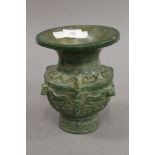 A Chinese jade vase. 19 cm high.