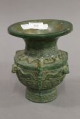 A Chinese jade vase. 19 cm high.