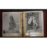 An album containing signed photographs of mid-20th century actresses and pin ups,