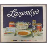 A Lazenby's advertising showcard. 42 x 34 cm.