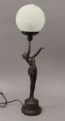 An Art Deco style figural lamp. 59 cm high.