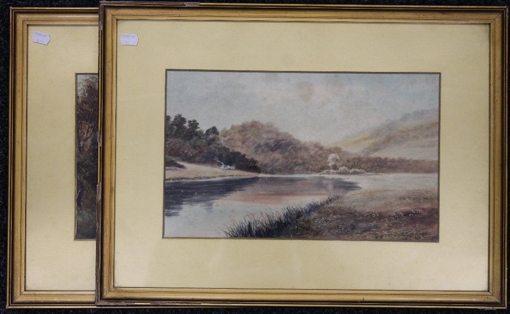 A pair of Victorian watercolours, Riverscenes, signed J W STEDMAN, each framed and glazed. 39.