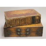 An Antique boxed Family Bible. The box 44.5 cm wide.