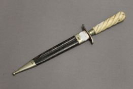 A 19th century German marine ivory or bone handled dagger. 32.5 cm long.