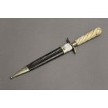 A 19th century German marine ivory or bone handled dagger. 32.5 cm long.